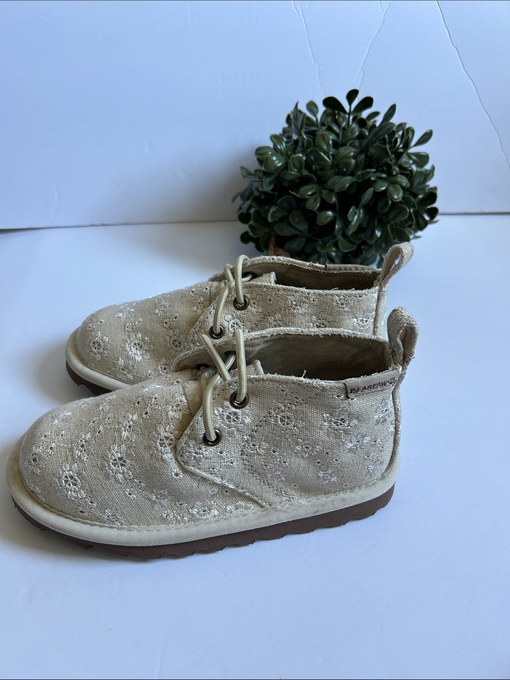 BearPaw Kids Cream Floral Canvas Ankle Boots - Picture 8 of 10